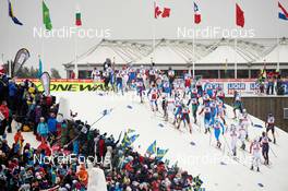 01.03.2015, Falun, Sweden (SWE): the top group enters the stadium for the first time - FIS nordic world ski championships, cross-country, 50km men, Falun (SWE). www.nordicfocus.com. © NordicFocus. Every downloaded picture is fee-liable.
