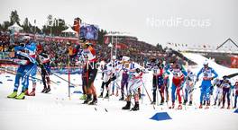 01.03.2015, Falun, Sweden (SWE): Mattia Pellegrin (ITA), Noah Hoffman (USA), Keishin Yoshida (JPN), Thomas Bing (GER), Anders Soedergren (SWE), (l-r)  - FIS nordic world ski championships, cross-country, 50km men, Falun (SWE). www.nordicfocus.com. © NordicFocus. Every downloaded picture is fee-liable.