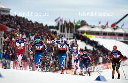 19.02.2015, Falun, Sweden (SWE): Maiken Caspersen Falla (NOR), Kerttu Niskanen (FIN), Mona-Lisa Malvalehto (FIN), Ida Sargent (USA), Anastasia Dotsenko (RUS), Denise Herrmann (GER), (l-r)  - FIS nordic world ski championships, cross-country, individual sprint, Falun (SWE). www.nordicfocus.com. © NordicFocus. Every downloaded picture is fee-liable.