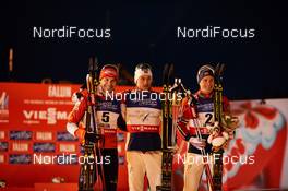 19.02.2015, Falun, Sweden (SWE): Alex Harvey (CAN), Petter Northug (NOR), Ola Vigen Hattestad (NOR), (l-r) - FIS nordic world ski championships, cross-country, individual sprint, Falun (SWE). www.nordicfocus.com. © NordicFocus. Every downloaded picture is fee-liable.