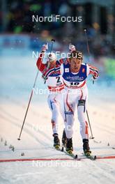 19.02.2015, Falun, Sweden (SWE): Ola Vigen Hattestad (NOR), Petter Northug (NOR), (l-r)  - FIS nordic world ski championships, cross-country, individual sprint, Falun (SWE). www.nordicfocus.com. © NordicFocus. Every downloaded picture is fee-liable.