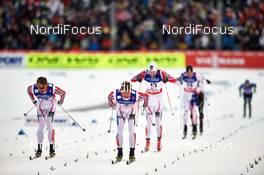 19.02.2015, Falun, Sweden (SWE): Petter Northug (NOR), Tomas Northug (NOR), Eirik Brandsdal (NOR), (l-r)  - FIS nordic world ski championships, cross-country, individual sprint, Falun (SWE). www.nordicfocus.com. © NordicFocus. Every downloaded picture is fee-liable.