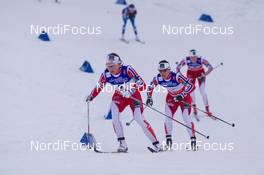 19.02.2015, Falun, Sweden (SWE): Maiken Caspersen Falla (NOR), Marit Bjoergen (NOR) - FIS nordic world ski championships, cross-country, individual sprint, Falun (SWE). www.nordicfocus.com. © NordicFocus. Every downloaded picture is fee-liable.