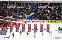 19.02.2015, Falun, Sweden (SWE): Celine Brun-Lie (NOR), Justyna Kowalczyk (POL), Magdalena Pajala (SWE), Sophie Caldwell (USA), Ewelina Marcisz (POL), (l-r)  - FIS nordic world ski championships, cross-country, individual sprint, Falun (SWE). www.nordicfocus.com. © NordicFocus. Every downloaded picture is fee-liable.