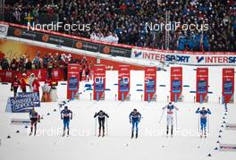19.02.2015, Falun, Sweden (SWE): Dominik Baldauf (AUT), Ristomatti Hakola (FIN), Ueli Schnider (SUI), Matias Strandvall (FIN), Carl Quicklund (SWE), Maicol Rastelli (ITA), (l-r)  - FIS nordic world ski championships, cross-country, individual sprint, Falun (SWE). www.nordicfocus.com. © NordicFocus. Every downloaded picture is fee-liable.