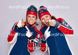 22.02.2015, Falun, Sweden (SWE): Ingvild Flugstad Oestberg (NOR), Maiken Caspersen Falla (NOR), (l-r)  - FIS nordic world ski championships, cross-country, medals, Falun (SWE). www.nordicfocus.com. © NordicFocus. Every downloaded picture is fee-liable.