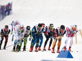27.02.2015, Falun, Sweden (SWE): the men's top group entering the stadium - FIS nordic world ski championships, cross-country, 4x10km men, Falun (SWE). www.nordicfocus.com. © NordicFocus. Every downloaded picture is fee-liable.