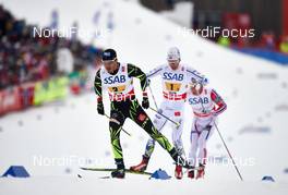 27.02.2015, Falun, Sweden (SWE): Robin Duvillard (FRA), Marcus Hellner (SWE), Anders Gloeersen (NOR), (l-r)  - FIS nordic world ski championships, cross-country, 4x10km men, Falun (SWE). www.nordicfocus.com. © NordicFocus. Every downloaded picture is fee-liable.
