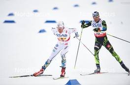 27.02.2015, Falun, Sweden (SWE): Marcus Hellner (SWE), Robin Duvillard (FRA), (l-r)  - FIS nordic world ski championships, cross-country, 4x10km men, Falun (SWE). www.nordicfocus.com. © NordicFocus. Every downloaded picture is fee-liable.