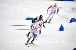 27.02.2015, Falun, Sweden (SWE): Marcus Hellner (SWE), Robin Duvillard (FRA), Anders Gloeersen (NOR), (l-r)  - FIS nordic world ski championships, cross-country, 4x10km men, Falun (SWE). www.nordicfocus.com. © NordicFocus. Every downloaded picture is fee-liable.