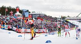 26.02.2015, Falun, Sweden (SWE): Victoria Carl (GER), Aurore Jean (FRA), Kornelia Kubinska (POL), Sadie Bjornsen (USA), (l-r)  - FIS nordic world ski championships, cross-country, 4x5km women, Falun (SWE). www.nordicfocus.com. © NordicFocus. Every downloaded picture is fee-liable.