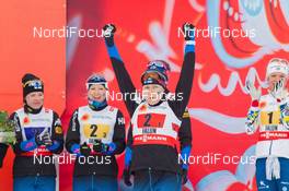 26.02.2015, Falun, Sweden (SWE): Aino-Kaisa Saarinen (FIN), Riitta-Liisa Roponen (FIN), Kerttu Niskanen (FIN), Krista Parmakoski (FIN), (l-r)  - FIS nordic world ski championships, cross-country, 4x5km women, Falun (SWE). www.nordicfocus.com. © NordicFocus. Every downloaded picture is fee-liable.
