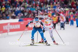 26.02.2015, Falun, Sweden (SWE): Riitta-Liisa Roponen (FIN), Maria Rydqvist (SWE), (l-r)  - FIS nordic world ski championships, cross-country, 4x5km women, Falun (SWE). www.nordicfocus.com. © NordicFocus. Every downloaded picture is fee-liable.
