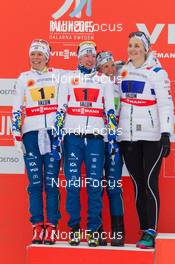 26.02.2015, Falun, Sweden (SWE): Sofia Bleckur (SWE), Charlotte Kalla (SWE), Maria Rydqvist (SWE), Stina Nilsson (SWE), (l-r)  - FIS nordic world ski championships, cross-country, 4x5km women, Falun (SWE). www.nordicfocus.com. © NordicFocus. Every downloaded picture is fee-liable.