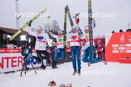 26.02.2015, Falun, Sweden (SWE): Stina Nilsson (SWE), Charlotte Kalla (SWE), Sofia Bleckur (SWE), Maria Rydqvist (SWE), (l-r)  - FIS nordic world ski championships, cross-country, 4x5km women, Falun (SWE). www.nordicfocus.com. © NordicFocus. Every downloaded picture is fee-liable.