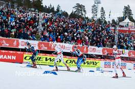 21.02.2015, Falun, Sweden (SWE): Alexey Poltoranin (KAZ), Marcus Hellner (SWE), Iivo Niskanen (FIN), Didrik Toenseth (NOR), (l-r)  - FIS nordic world ski championships, cross-country, skiathlon men, Falun (SWE). www.nordicfocus.com. © NordicFocus. Every downloaded picture is fee-liable.