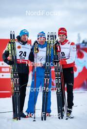 21.02.2015, Falun, Sweden (SWE): Dario Cologna (SUI), Maxim Vylegzhanin (RUS), Alex Harvey (CAN), (l-r) - FIS nordic world ski championships, cross-country, skiathlon men, Falun (SWE). www.nordicfocus.com. © NordicFocus. Every downloaded picture is fee-liable.