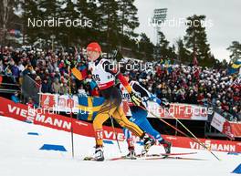 21.02.2015, Falun, Sweden (SWE): Victoria Carl (GER), Aino-Kaisa Saarinen (FIN), (l-r)  - FIS nordic world ski championships, cross-country, skiathlon women, Falun (SWE). www.nordicfocus.com. © NordicFocus. Every downloaded picture is fee-liable.