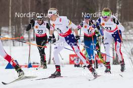 21.02.2015, Falun, Sweden (SWE): Nathalie Von Siebenthal (SUI), Elizabeth Stephen (USA), Rosie Brennan (USA), (l-r)  - FIS nordic world ski championships, cross-country, skiathlon women, Falun (SWE). www.nordicfocus.com. © NordicFocus. Every downloaded picture is fee-liable.