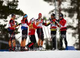 21.02.2015, Falun, Sweden (SWE): german and swiss pre start discussions - FIS nordic world ski championships, cross-country, skiathlon women, Falun (SWE). www.nordicfocus.com. © NordicFocus. Every downloaded picture is fee-liable.