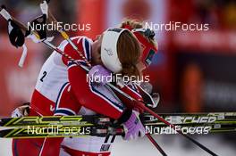 21.02.2015, Falun, Sweden (SWE): Therese Johaug (NOR), Astrid Uhrenholdt Jacobsen (NOR), (l-r)  - FIS nordic world ski championships, cross-country, skiathlon women, Falun (SWE). www.nordicfocus.com. © NordicFocus. Every downloaded picture is fee-liable.