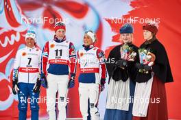 21.02.2015, Falun, Sweden (SWE): Charlotte Kalla (SWE), Astrid Uhrenholdt Jacobsen (NOR), Therese Johaug (NOR), (l-r)  - FIS nordic world ski championships, cross-country, skiathlon women, Falun (SWE). www.nordicfocus.com. © NordicFocus. Every downloaded picture is fee-liable.