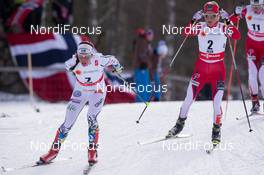 21.02.2015, Falun, Sweden (SWE): Charlotte Kalla (SWE), Therese Johaug (NOR), Astrid Uhrenholdt Jacobsen (NOR), (l-r)  - FIS nordic world ski championships, cross-country, skiathlon women, Falun (SWE). www.nordicfocus.com. © NordicFocus. Every downloaded picture is fee-liable.
