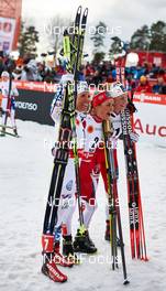 21.02.2015, Falun, Sweden (SWE): Charlotte Kalla (SWE), Therese Johaug (NOR), Astrid Uhrenholdt Jacobsen (NOR), (l-r)  - FIS nordic world ski championships, cross-country, skiathlon women, Falun (SWE). www.nordicfocus.com. © NordicFocus. Every downloaded picture is fee-liable.