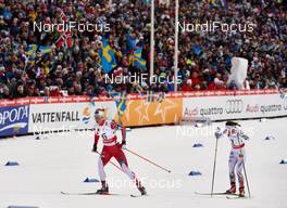 21.02.2015, Falun, Sweden (SWE): Astrid Uhrenholdt Jacobsen (NOR), Charlotte Kalla (SWE), (l-r)  - FIS nordic world ski championships, cross-country, skiathlon women, Falun (SWE). www.nordicfocus.com. © NordicFocus. Every downloaded picture is fee-liable.