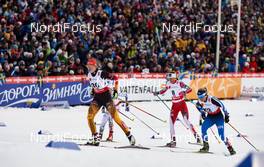 21.02.2015, Falun, Sweden (SWE): Victoria Carl (GER), Martine Ek Hagen (NOR), Riitta-Liisa Roponen (FIN), (l-r)  - FIS nordic world ski championships, cross-country, skiathlon women, Falun (SWE). www.nordicfocus.com. © NordicFocus. Every downloaded picture is fee-liable.