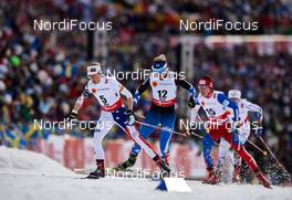 21.02.2015, Falun, Sweden (SWE): Elizabeth Stephen (USA), Riitta-Liisa Roponen (FIN), Eva Vrabcova-Nyvltova (CZE), (l-r)  - FIS nordic world ski championships, cross-country, skiathlon women, Falun (SWE). www.nordicfocus.com. © NordicFocus. Every downloaded picture is fee-liable.