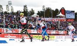21.02.2015, Falun, Sweden (SWE): Anouk Faivre Picon (FRA), Krista Parmakoski (FIN), Rosie Brennan (USA), (l-r)  - FIS nordic world ski championships, cross-country, skiathlon women, Falun (SWE). www.nordicfocus.com. © NordicFocus. Every downloaded picture is fee-liable.
