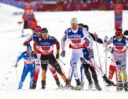 22.02.2015, Falun, Sweden (SWE): Thomas Bing (GER), Andrew Newell (USA), Jesse Cockney (CAN), (l-r)  - FIS nordic world ski championships, cross-country, team sprint, Falun (SWE). www.nordicfocus.com. © NordicFocus. Every downloaded picture is fee-liable.