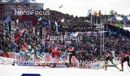 22.02.2015, Falun, Sweden (SWE): Ingvild Flugstad Oestberg (NOR), Seraina Boner (SUI), Coraline Thomas Hugue (FRA), Justyna Kowalczyk (POL), (l-r)  - FIS nordic world ski championships, cross-country, team sprint, Falun (SWE). www.nordicfocus.com. © NordicFocus. Every downloaded picture is fee-liable.