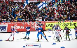 22.02.2015, Falun, Sweden (SWE): Finn Haagen Krogh (NOR), Alexey Petukhov (RUS), Dietmar Noeckler (ITA), Thomas Bing (GER), Calle Halfvarsson (SWE), Robin Duvillard (FRA), (l-r)  - FIS nordic world ski championships, cross-country, team sprint, Falun (SWE). www.nordicfocus.com. © NordicFocus. Every downloaded picture is fee-liable.