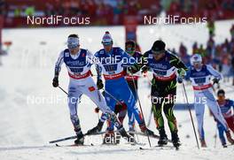 22.02.2015, Falun, Sweden (SWE): Teodor Peterson (SWE), Federico Pellegrino (ITA), Baptiste Gros (FRA), (l-r)  - FIS nordic world ski championships, cross-country, team sprint, Falun (SWE). www.nordicfocus.com. © NordicFocus. Every downloaded picture is fee-liable.