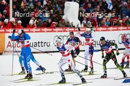 22.02.2015, Falun, Sweden (SWE): Dietmar Noeckler (ITA), Calle Halfvarsson (SWE), Thomas Bing (GER), Andrew Newell (USA), Robin Duvillard (FRA), (l-r)  - FIS nordic world ski championships, cross-country, team sprint, Falun (SWE). www.nordicfocus.com. © NordicFocus. Every downloaded picture is fee-liable.