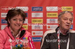 18.02.2015, Falun, Sweden (SWE): Sarah Lewis (GBR) FIS secretary general, Gian Franco Kasper (FIS), FIS president - FIS nordic world ski championships, cross-country, training, Falun (SWE). www.nordicfocus.com. © NordicFocus. Every downloaded picture is fee-liable.