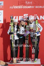 28.11.2015, Ruka, Finland (FIN): Charlotte Kalla (SWE), Therese Johaug (NOR), Ida Ingemarsdotter (SWE), (l-r) - FIS world cup cross-country, 5km women, Ruka (FIN). www.nordicfocus.com. © Modica/NordicFocus. Every downloaded picture is fee-liable.