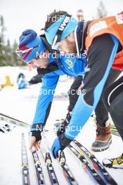 26.11.2015, Ruka, Finland (FIN): Valentin Gaillard (FRA), prepares skis for tests   - FIS world cup cross-country, training, Ruka (FIN). www.nordicfocus.com. © Felgenhauer/NordicFocus. Every downloaded picture is fee-liable.
