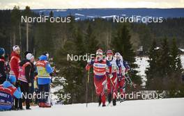 06.12.2015, Lillehammer, Norway (NOR): Hans Christer Holund (NOR), Didrik Toenseth (NOR), Mathias Rundgreen (NOR), (l-r)  - FIS world cup cross-country, 4x10km men, Lillehammer (NOR). www.nordicfocus.com. © Felgenhauer/NordicFocus. Every downloaded picture is fee-liable.