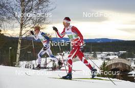 06.12.2015, Lillehammer, Norway (NOR): Erik Bjornsen (USA), Alex Harvey (CAN), (l-r)  - FIS world cup cross-country, 4x10km men, Lillehammer (NOR). www.nordicfocus.com. © Felgenhauer/NordicFocus. Every downloaded picture is fee-liable.