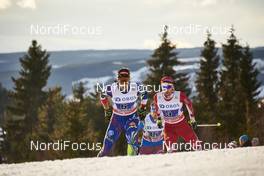 06.12.2015, Lillehammer, Norway (NOR): Adrien Backscheider (FRA), Graeme Killick (CAN), (l-r)  - FIS world cup cross-country, 4x10km men, Lillehammer (NOR). www.nordicfocus.com. © Felgenhauer/NordicFocus. Every downloaded picture is fee-liable.