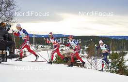 06.12.2015, Lillehammer, Norway (NOR): Mathias Rundgreen (NOR), Hans Christer Holund (NOR), Didrik Toenseth (NOR), Dietmar Noeckler (ITA), (l-r)  - FIS world cup cross-country, 4x10km men, Lillehammer (NOR). www.nordicfocus.com. © Felgenhauer/NordicFocus. Every downloaded picture is fee-liable.