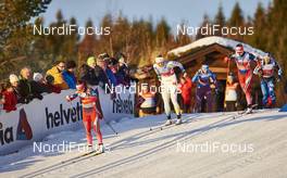 06.12.2015, Lillehammer, Norway (NOR): Maiken Caspersen Falla (NOR), Ida Ingemarsdotter (SWE), Astrid Uhrenholdt Jacobsen (NOR), (l-r)  - FIS world cup cross-country, 4x5km women, Lillehammer (NOR). www.nordicfocus.com. © Felgenhauer/NordicFocus. Every downloaded picture is fee-liable.