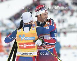 05.12.2015, Lillehammer, Norway (NOR): Martin Johnsrud Sundby (NOR), Hans Christer Holund (NOR), (l-r)  - FIS world cup cross-country, skiathlon men, Lillehammer (NOR). www.nordicfocus.com. © Modica/NordicFocus. Every downloaded picture is fee-liable.