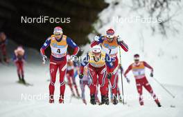 05.12.2015, Lillehammer, Norway (NOR): Niklas Dyrhaug (NOR), Martin Johnsrud Sundby (NOR), Hans Christer Holund (NOR), (l-r)  - FIS world cup cross-country, skiathlon men, Lillehammer (NOR). www.nordicfocus.com. © Felgenhauer/NordicFocus. Every downloaded picture is fee-liable.