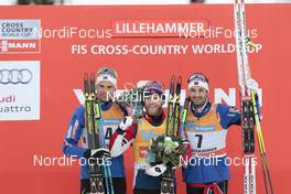 05.12.2015, Lillehammer, Norway (NOR): Hans Christer Holund (NOR), Martin Johnsrud Sundby (NOR), Niklas Dyrhaug (NOR), (l-r) - FIS world cup cross-country, skiathlon men, Lillehammer (NOR). www.nordicfocus.com. © Modica/NordicFocus. Every downloaded picture is fee-liable.