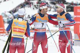 05.12.2015, Lillehammer, Norway (NOR): Martin Johnsrud Sundby (NOR), Hans Christer Holund (NOR), Niklas Dyrhaug (NOR), (l-r)  - FIS world cup cross-country, skiathlon men, Lillehammer (NOR). www.nordicfocus.com. © Modica/NordicFocus. Every downloaded picture is fee-liable.