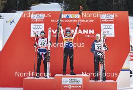 12.12.2015, Davos, Switzerland (SUI): Ingvild Flugstad Oestberg (NOR), Therese Johaug (NOR), Heidi Weng (NOR), (l-r) - FIS world cup cross-country, 15km women, Davos (SUI). www.nordicfocus.com. © Felgenhauer/NordicFocus. Every downloaded picture is fee-liable.